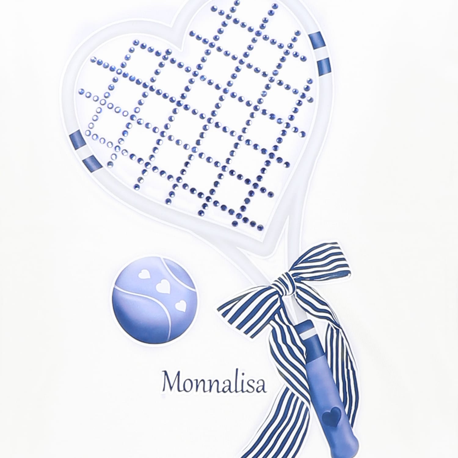 Monnalisa Embellished Racket Print T-shirt In White
