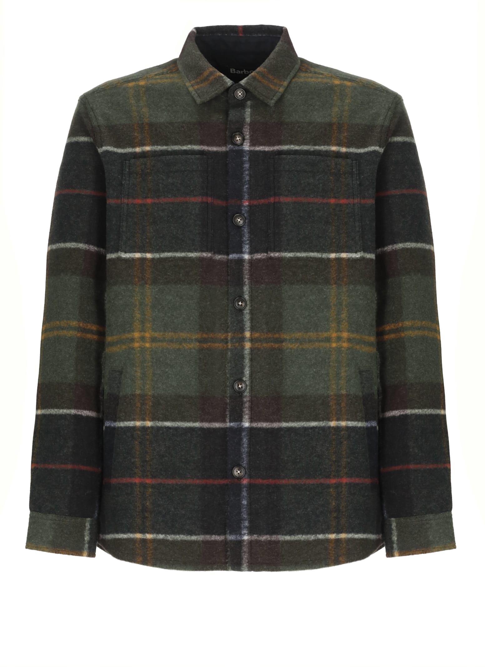 Barbour Chapter Tailored Fit Plaid Fleece Button-up Shirt Jacket In Green