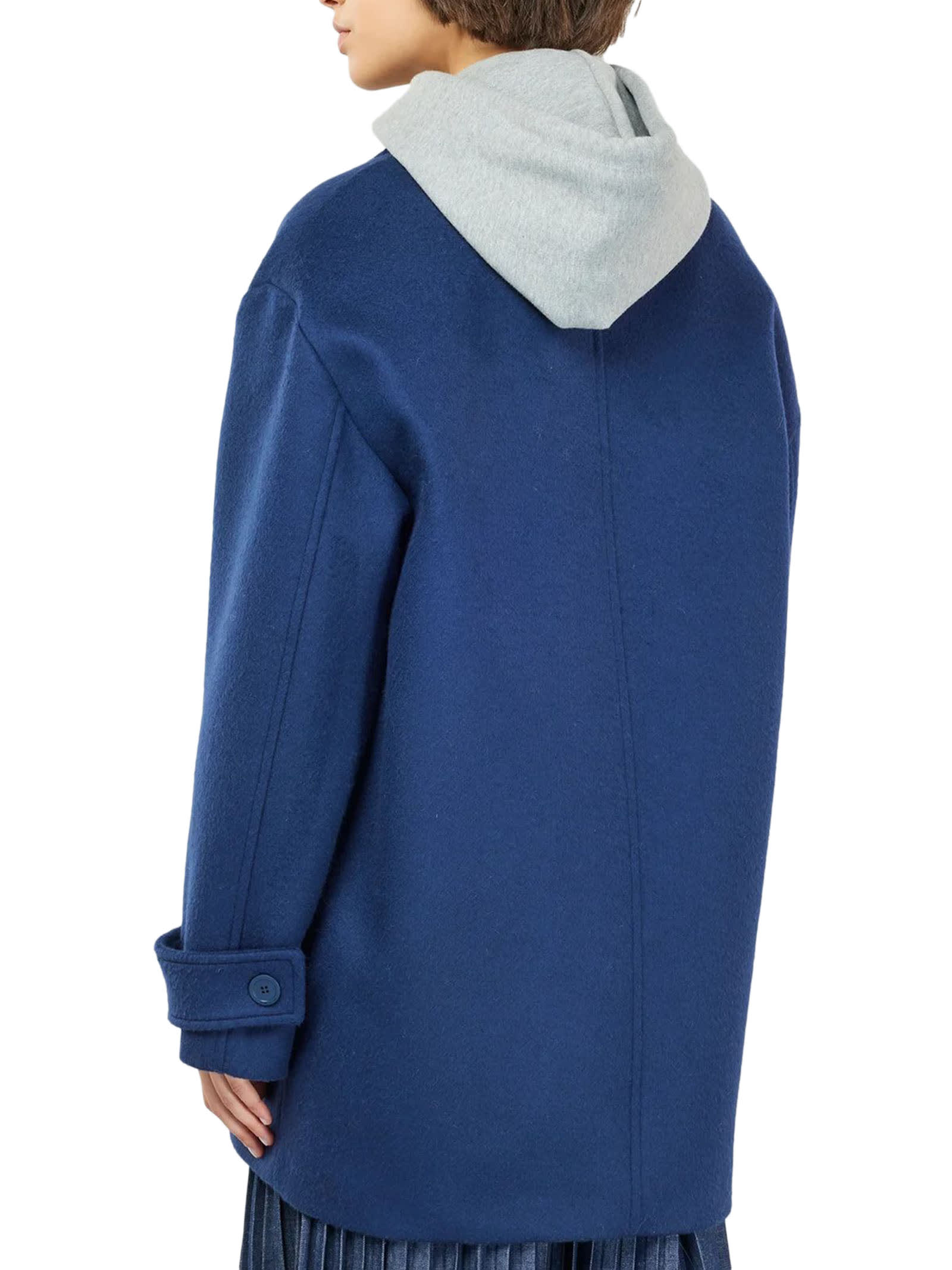 Shop Semicouture Plain Cloth Caban Coat In Blue