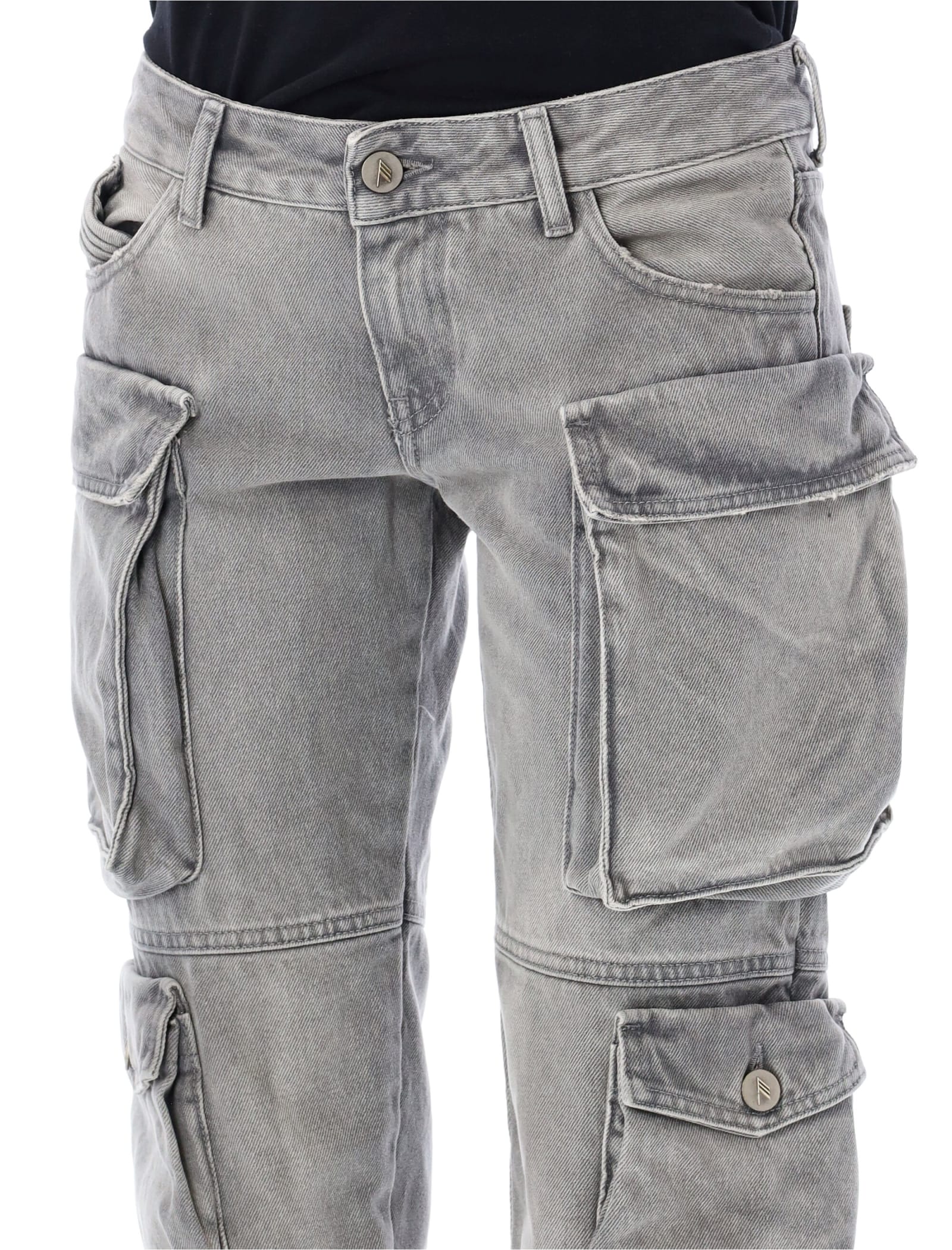 Shop Attico Essie Slim Cargo Jeans In Grey