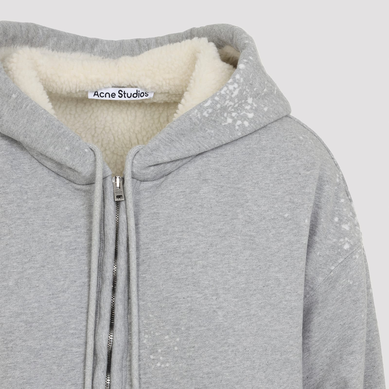 Acne Studios Womens Grey Melange Internal-fleece Relaxed-fit Cotton-blend Hoodie Xs In Gray