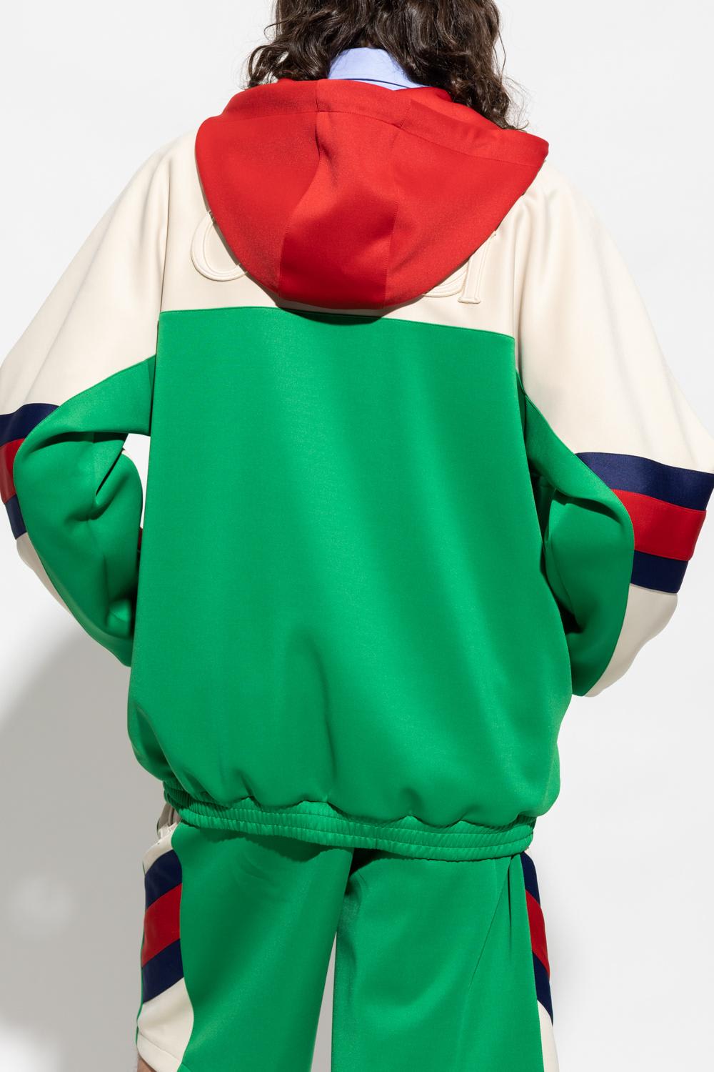 Gucci Color-block Half-zip Hooded Sweatshirt In Multicolour