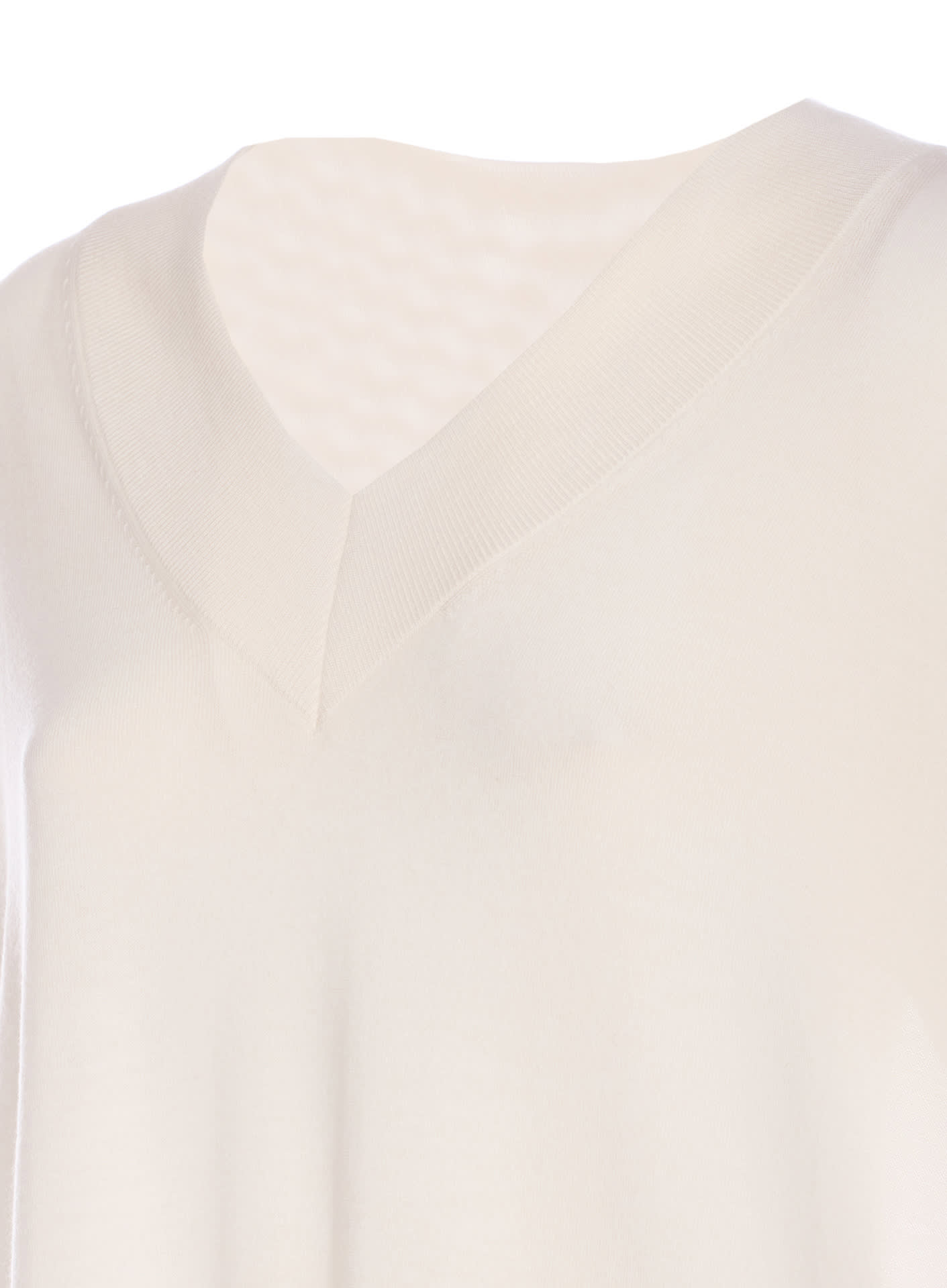 Allude Suéter Con Cuello De Pico - Blanco In White