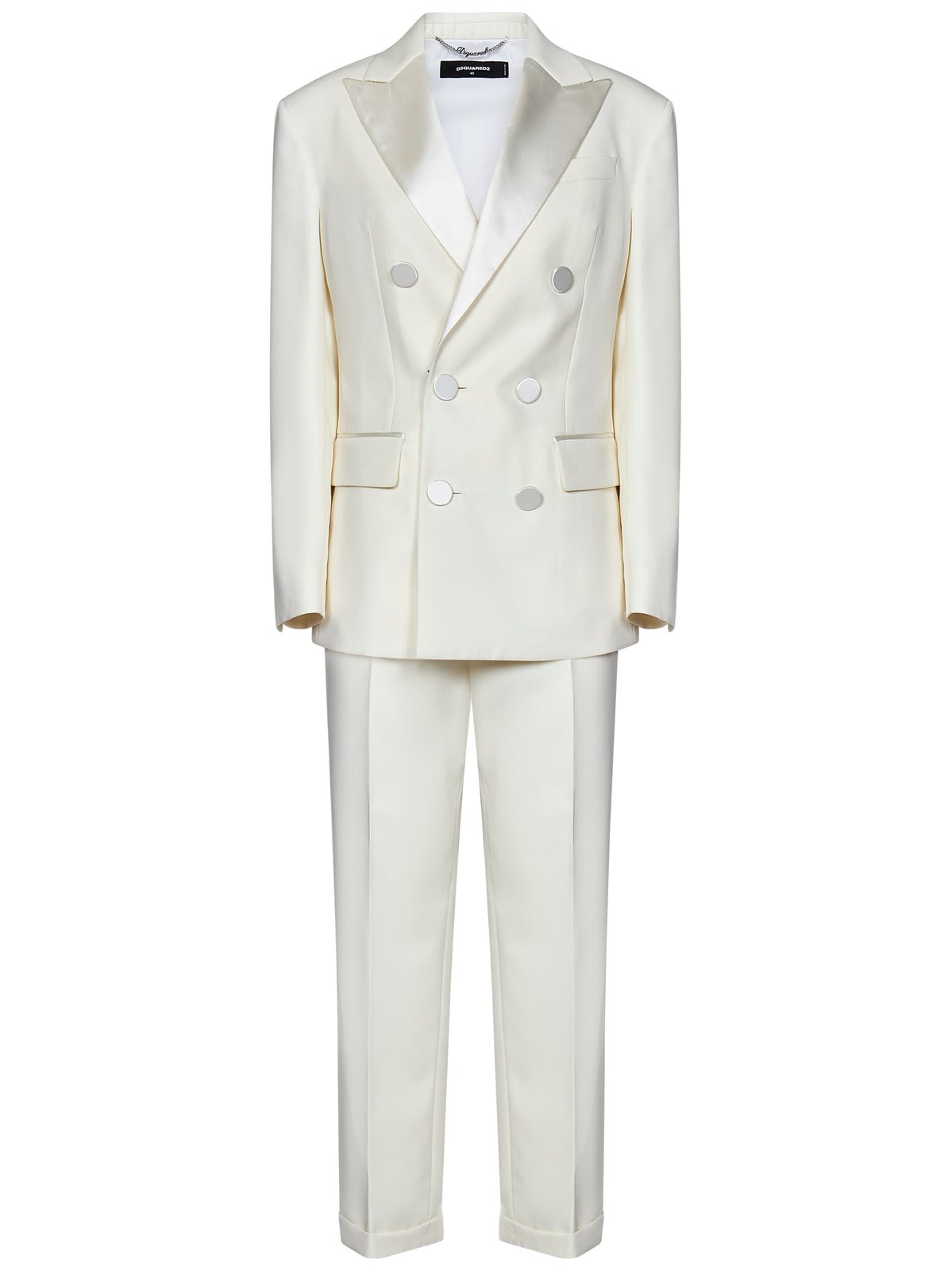 Shop Dsquared2 Boston Double-breasted Satin Suit In White