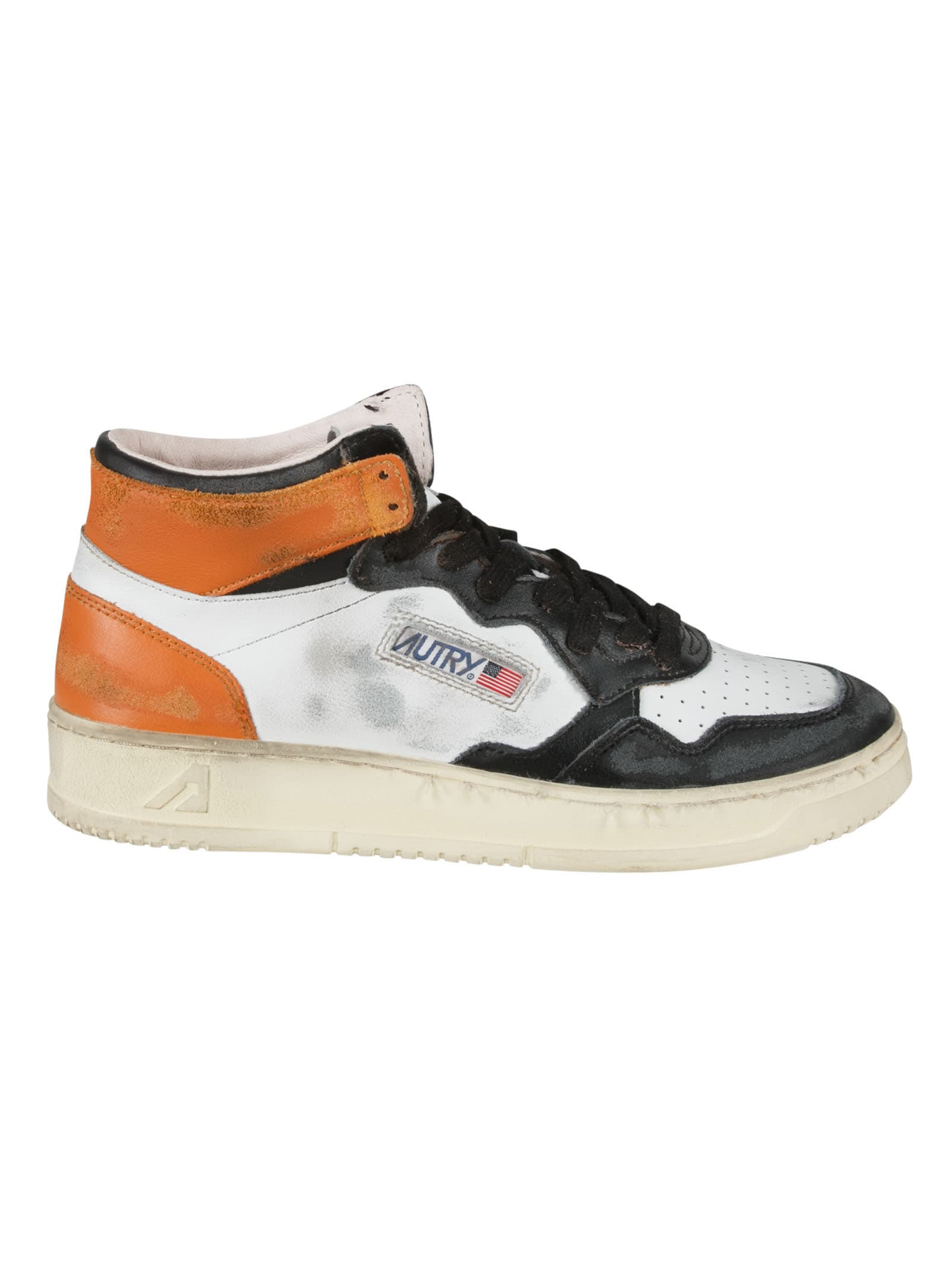 Autry Super Vintage Logo Patched Mid Sneakers