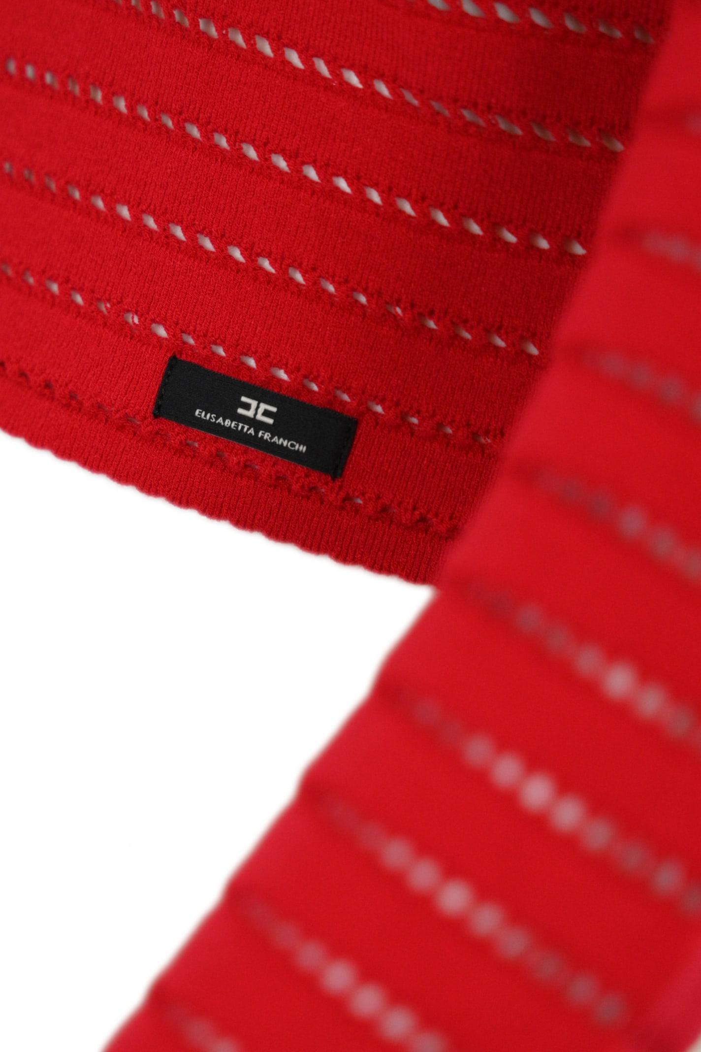 Elisabetta Franchi Perforated Knit Top In Red