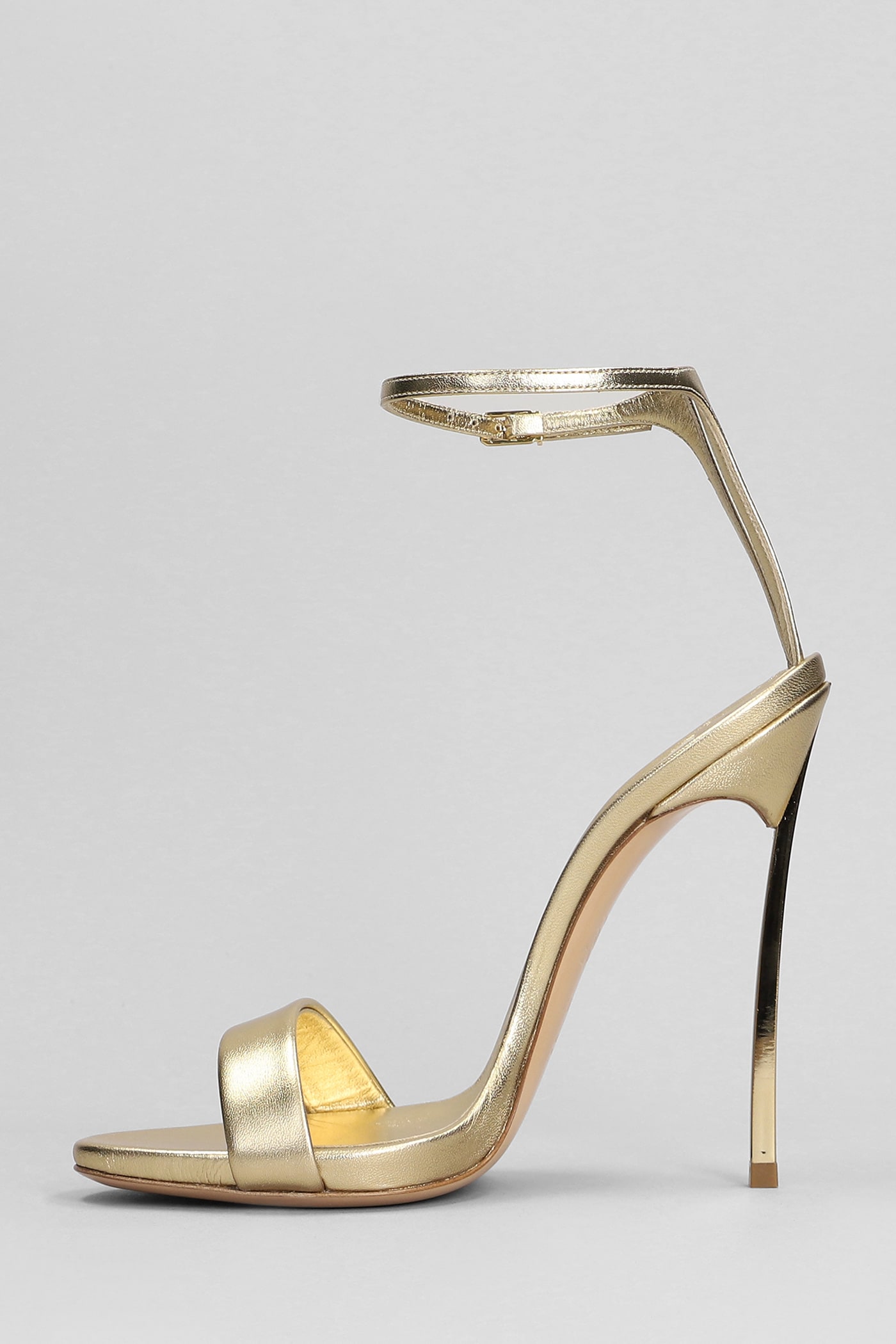 Shop Casadei Blade Sandals In Gold Leather