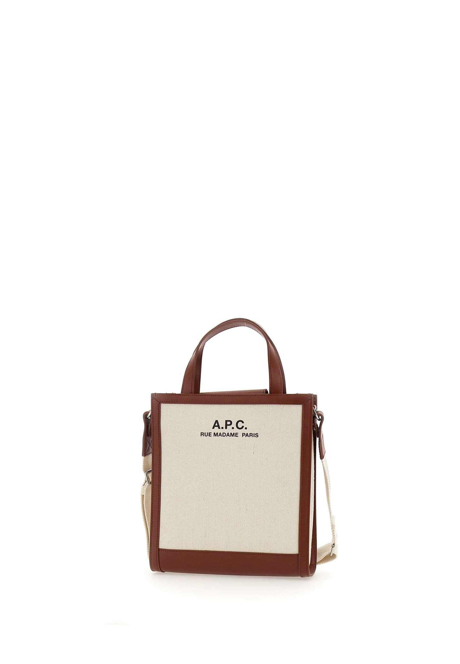 A.P.C. coeyo Tote Small Leather And Fabric Bag