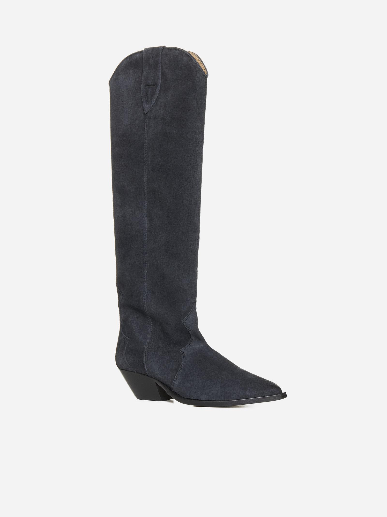 Shop Isabel Marant Denvee Suede Boots In Black