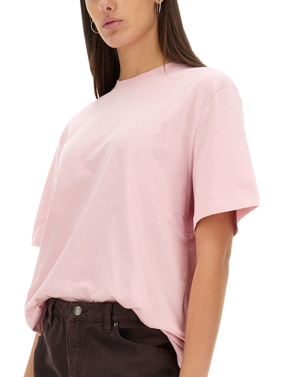 Rotate Birger Christensen Rotate Birgerchristensen T-shirt With Logo In Pink