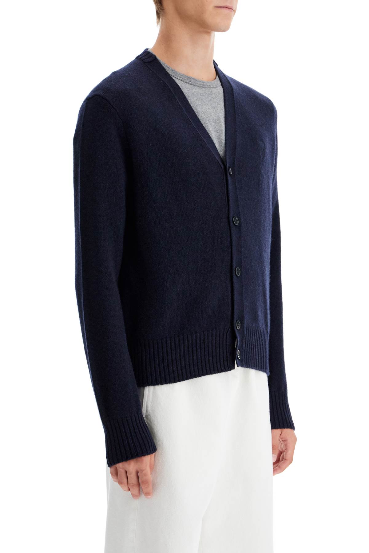 Shop Ami Alexandre Mattiussi Cashmere Cardigan For In Bleu Marine (blue)