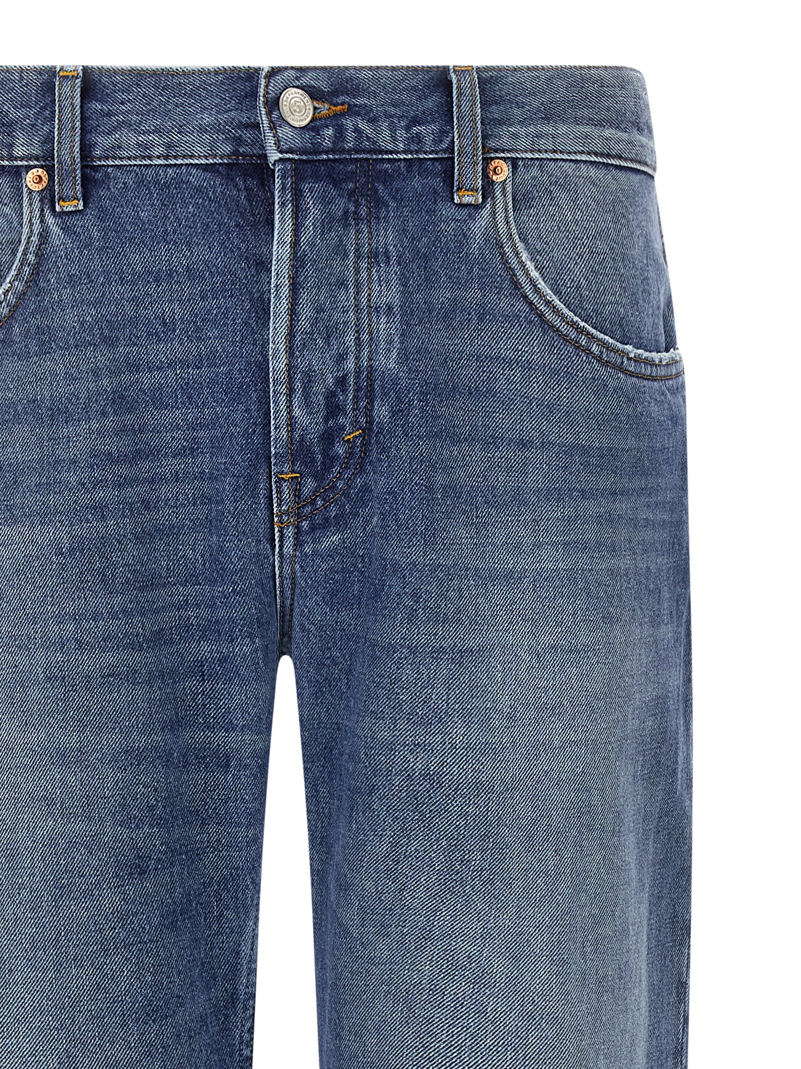 Department Five Straight Leg Stonewashed Denim Jeans With Classic Fit In Blue