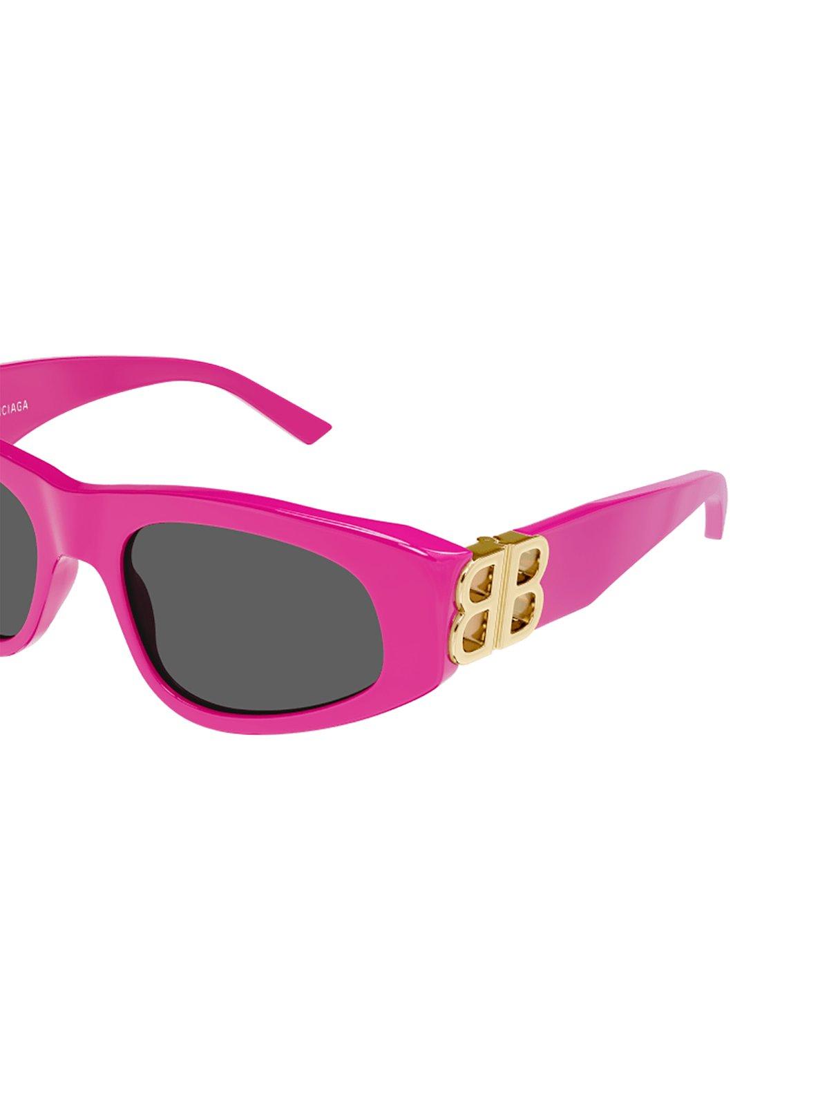 Shop Balenciaga Rectangular Frame Sunglasses In 006 Pink Gold Grey