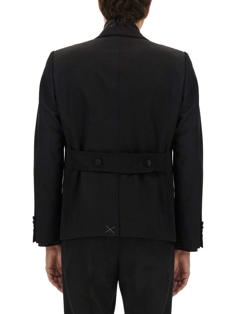 Dolce & Gabbana Stretch Wool Double Breast Blazer In Black