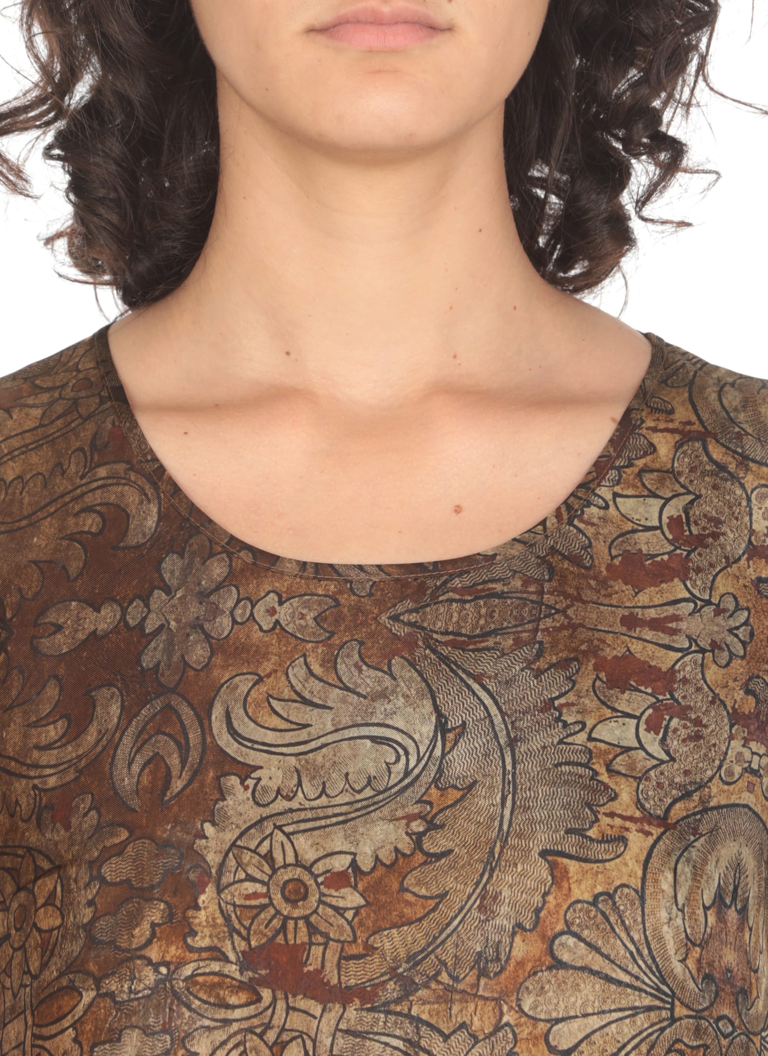 Shop Uma Wang Dress With Floral Pattern In Brown