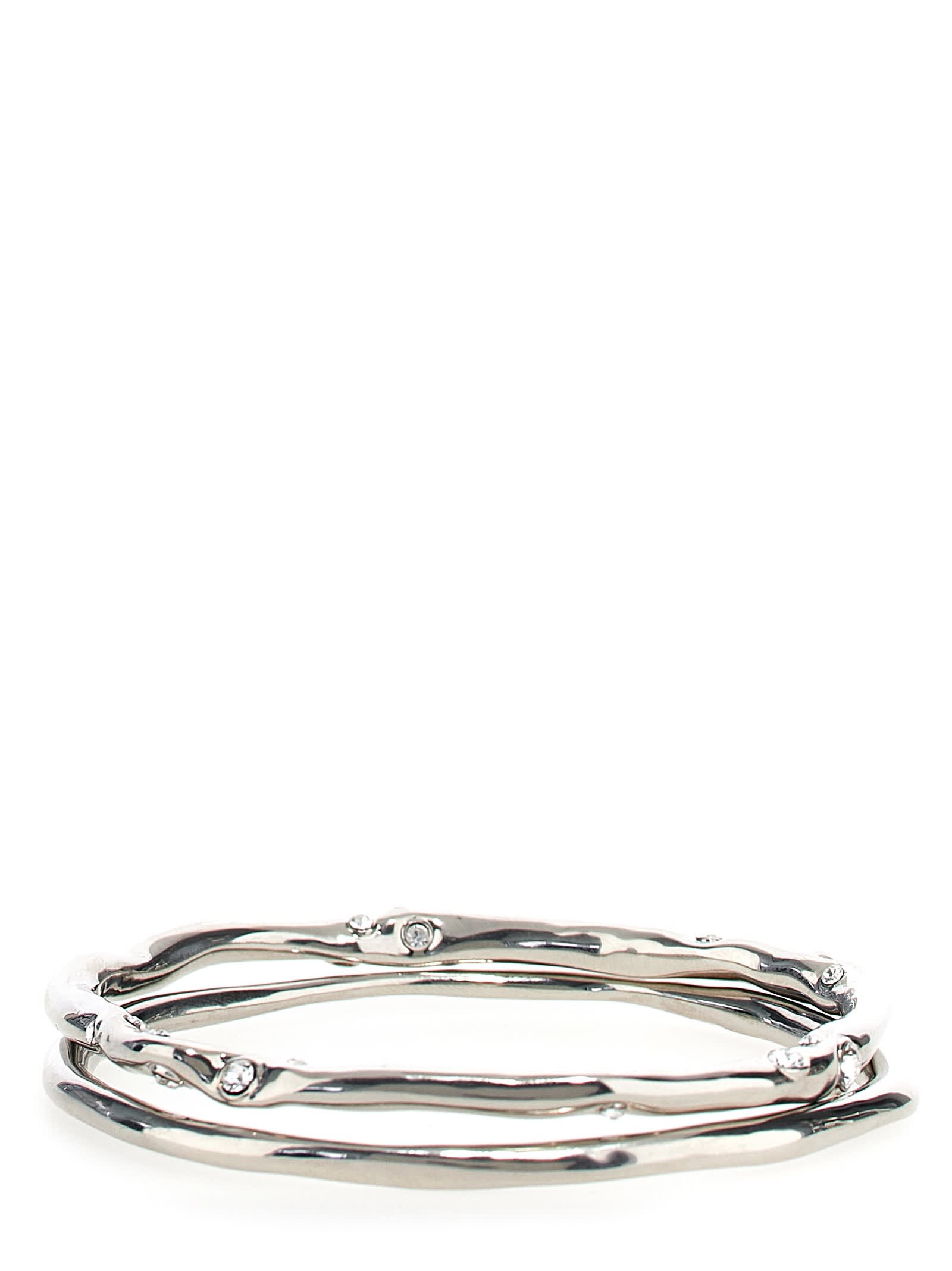 Shop Dries Van Noten Embedded Bangles Bracelets In Silver