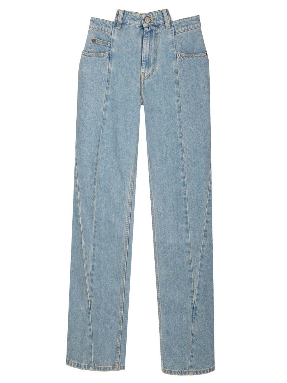 Shop Maison Margiela Cut-out Waist Jeans In Blue