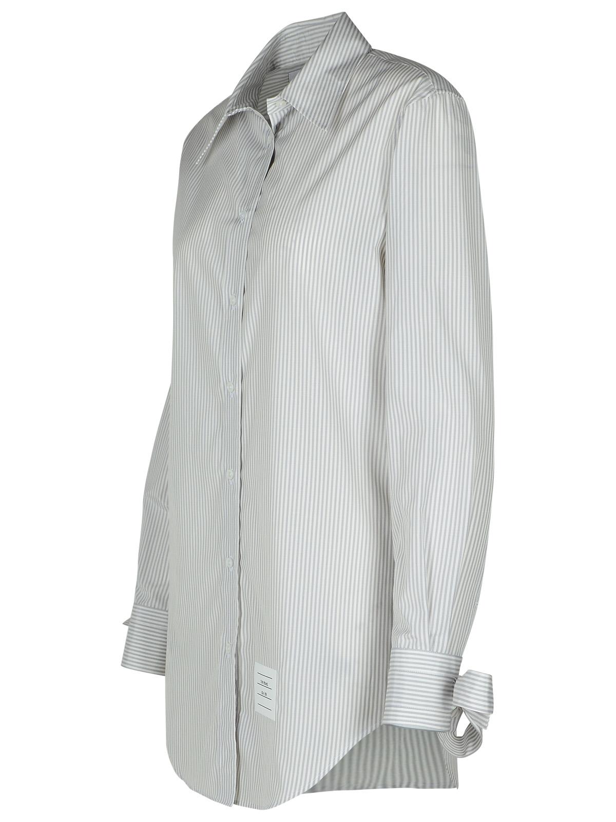 Shop Thom Browne Long Shirt In Grey Silk Blend