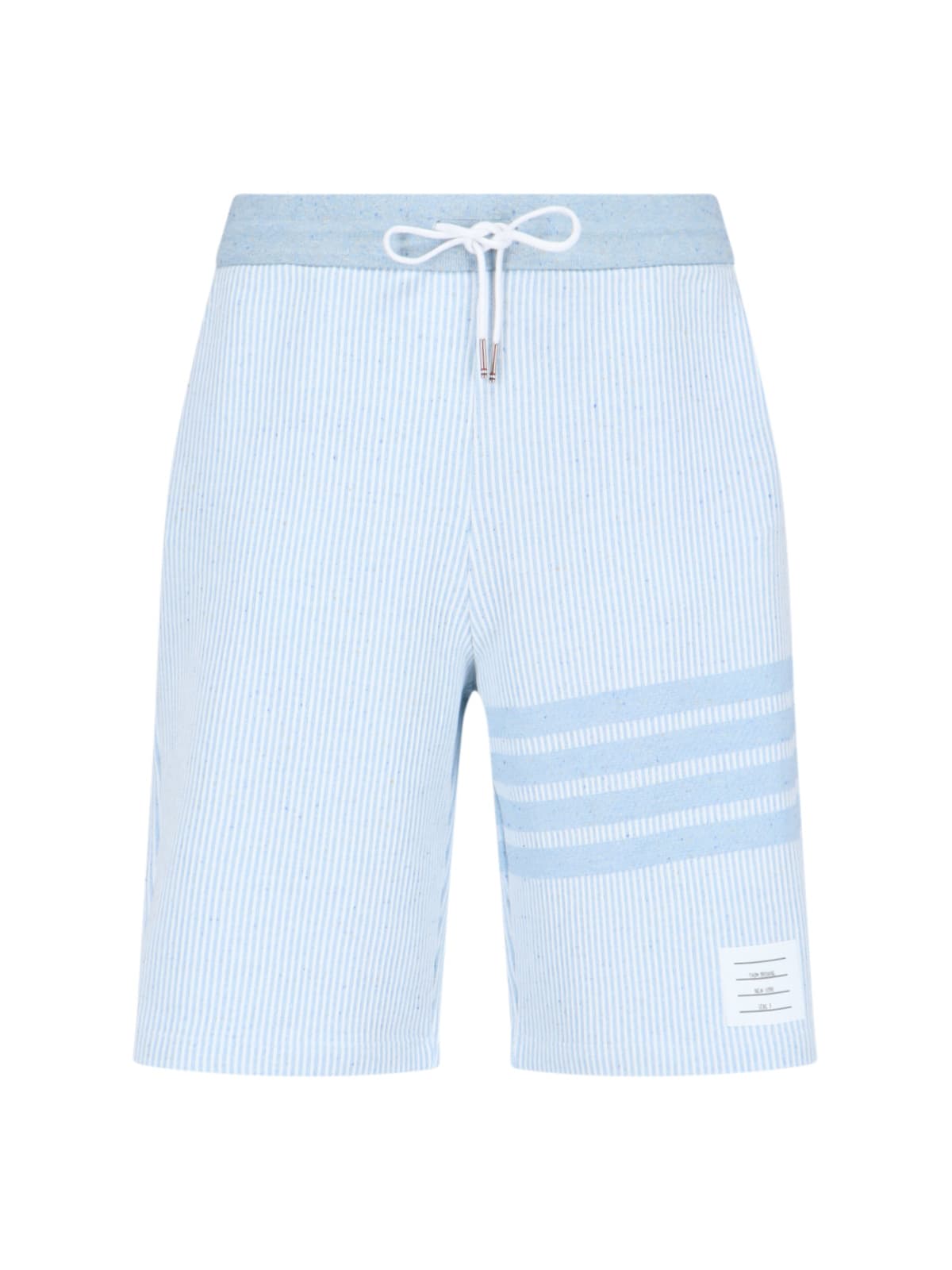 Shop Thom Browne 4-bar Track Shorts In Light Blue