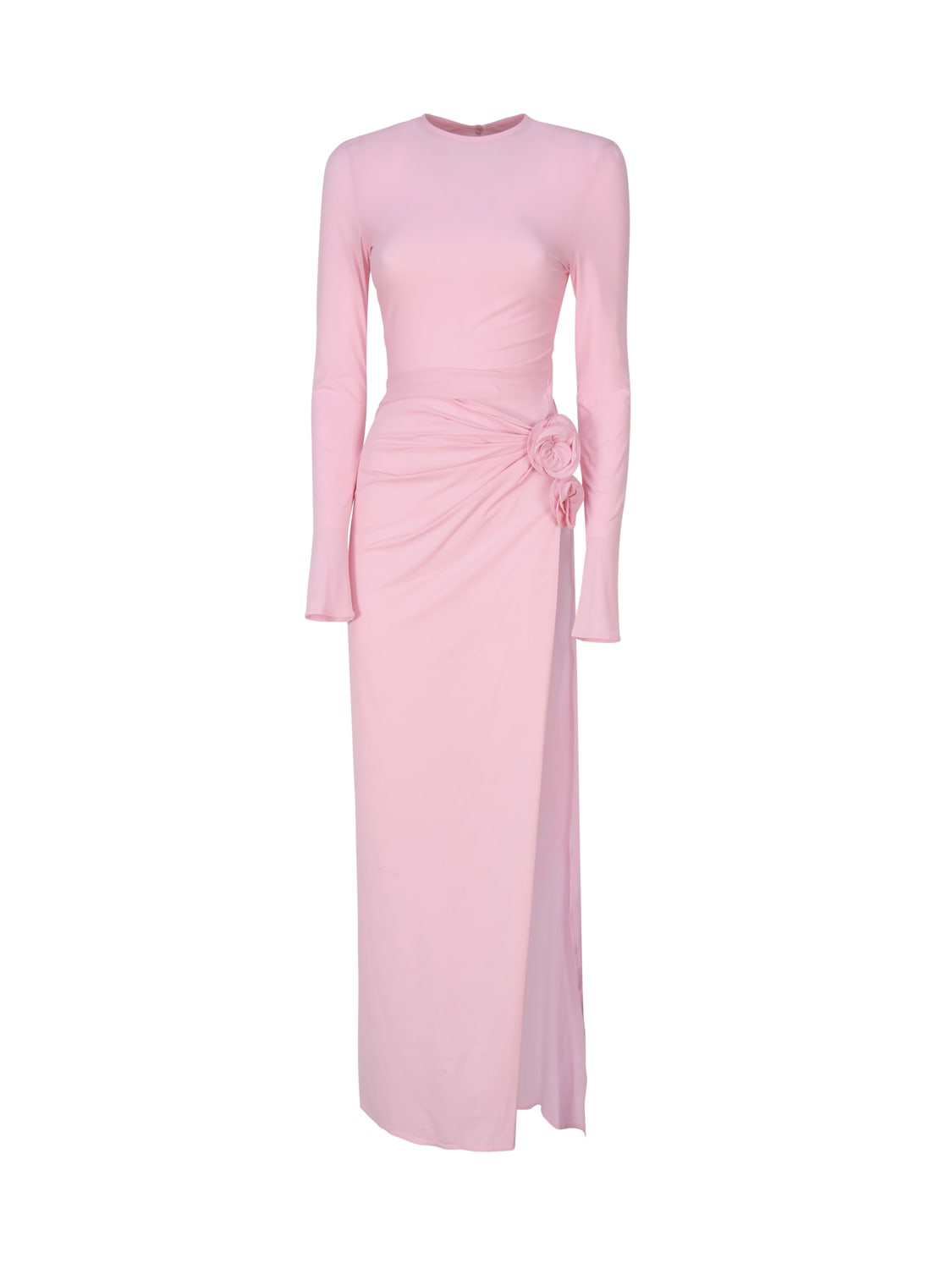 Shop Magda Butrym Maxi Dress With Long Gathered Sleeves In Pink