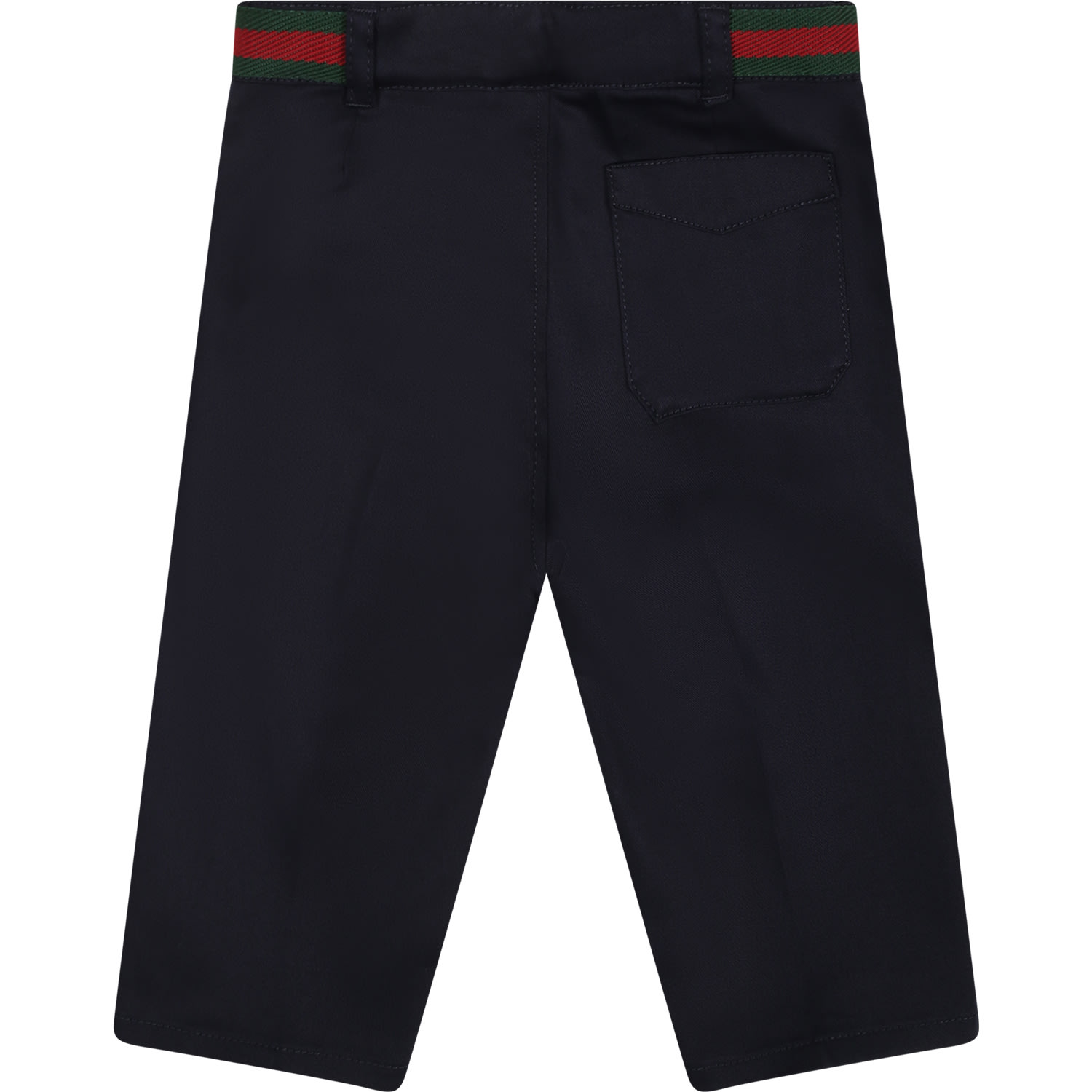 Shop Gucci Blue Trousers For Baby Boy With Web Detail