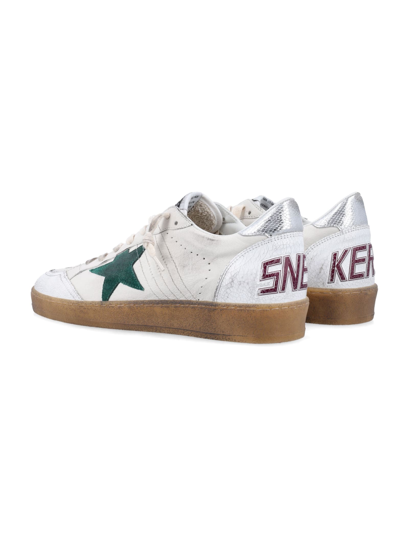 Shop Golden Goose Ballstar Sneakers In White Green