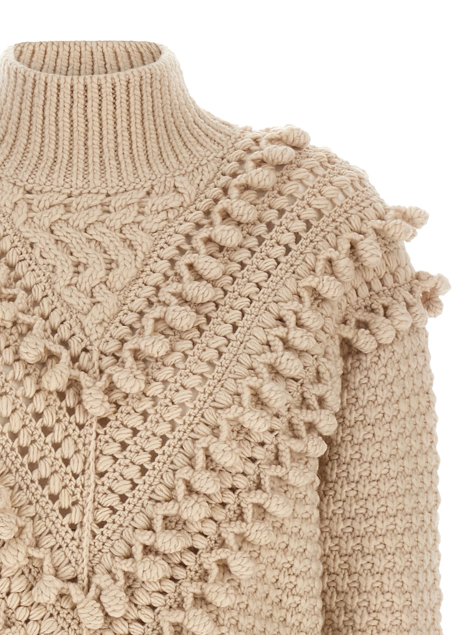 Zimmermann Hypnotic Bauble Pompom-detail Sweater In Neutral