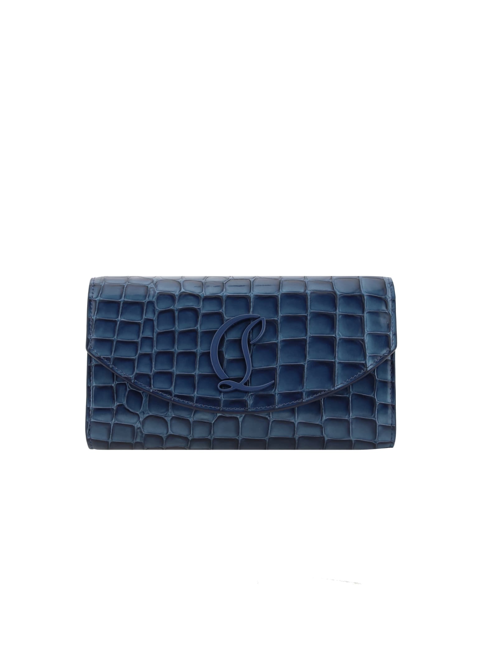 Shop Christian Louboutin Loubi54 Wallet In Denim/denim