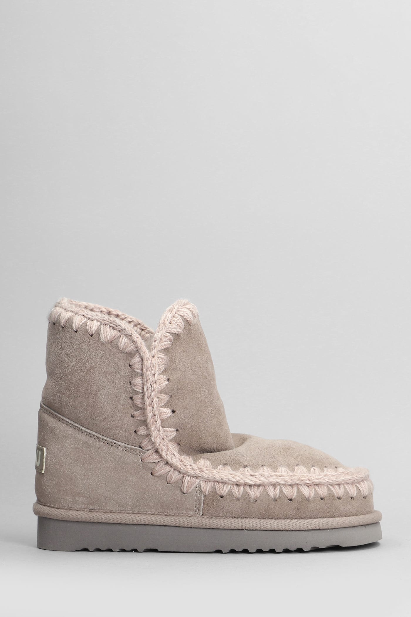 Eskimo 18 Low Heels Ankle Boots In Beige Suede