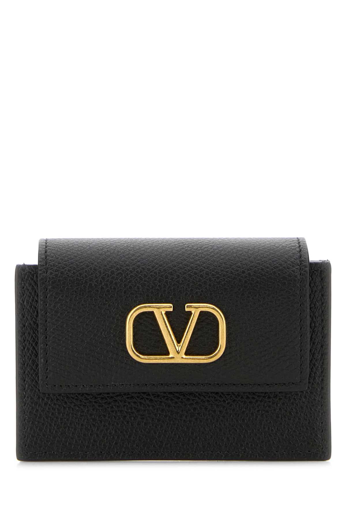 VALENTINO GARAVANI BLACK LEATHER CARD HOLDER 