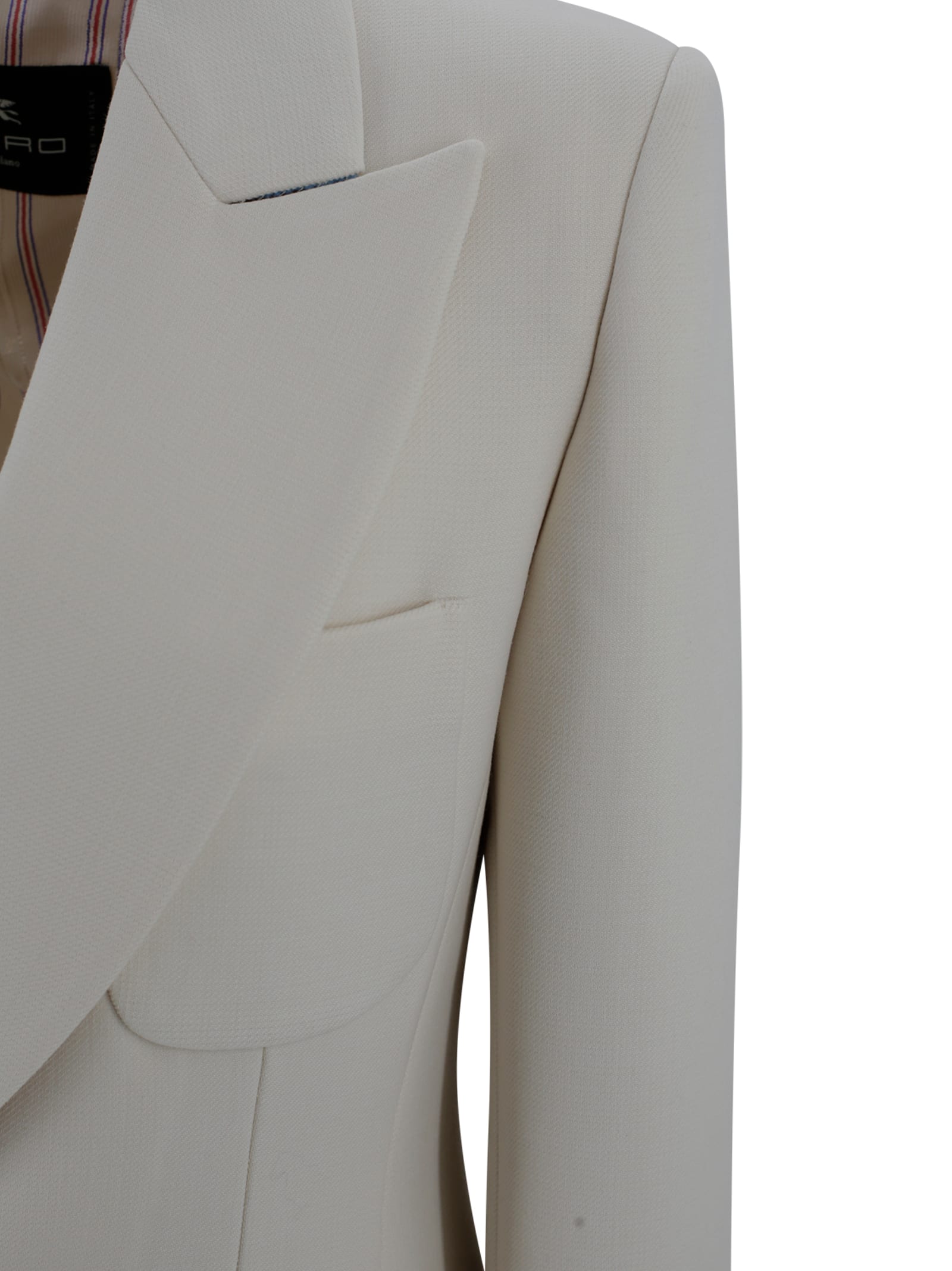 Etro Tailored Wool Blend Jacket With Floral Embroideries In Gray
