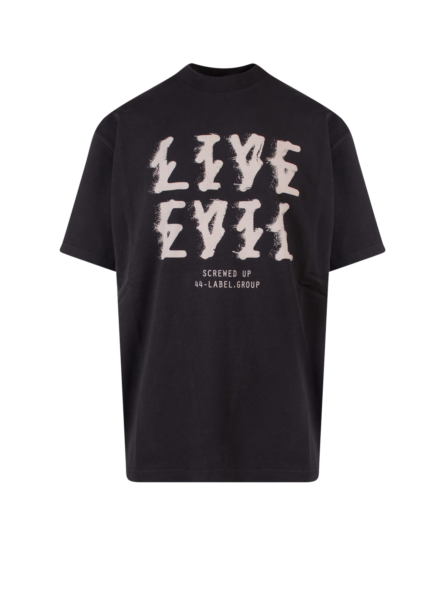 44 Label Group Slogan-print Cotton T-shirt In Black
