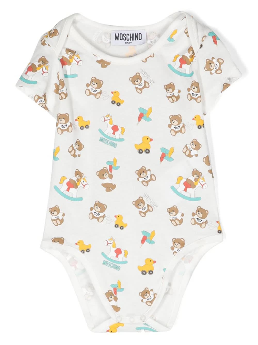 Shop Moschino 2 White Bodysuits Set With  Baby Print