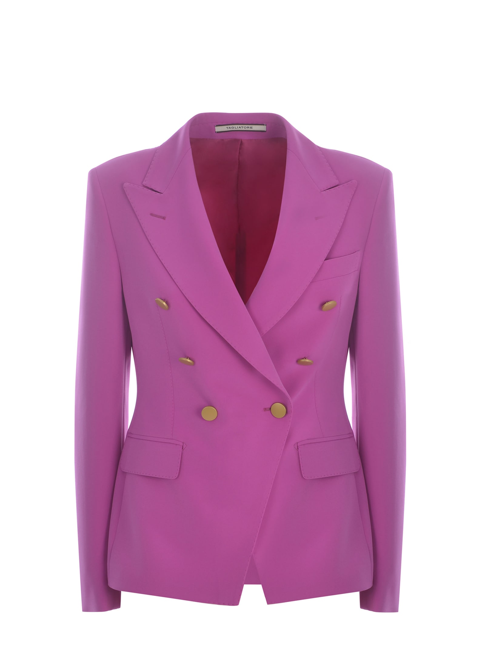 Shop Tagliatore Double-breasted Jacket  J-alycia Made Of Cady In Fucsia