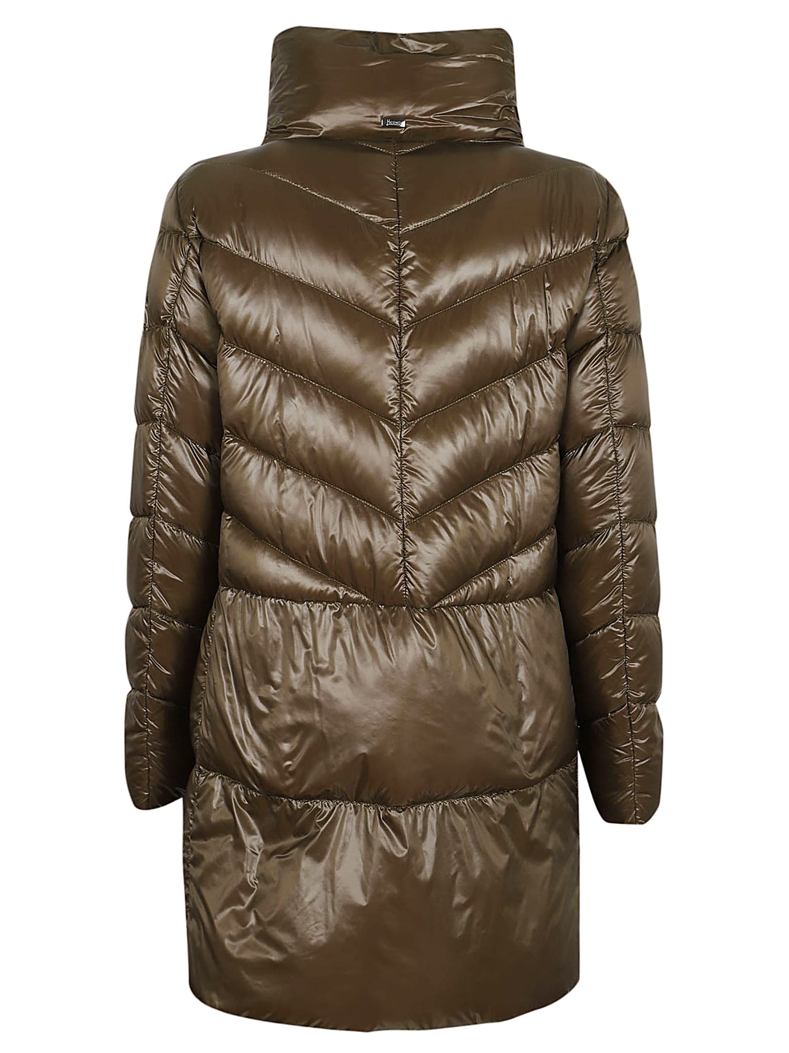 Shop Herno A-shape Down Jacket With V-shaped Quilts In Verde Militare