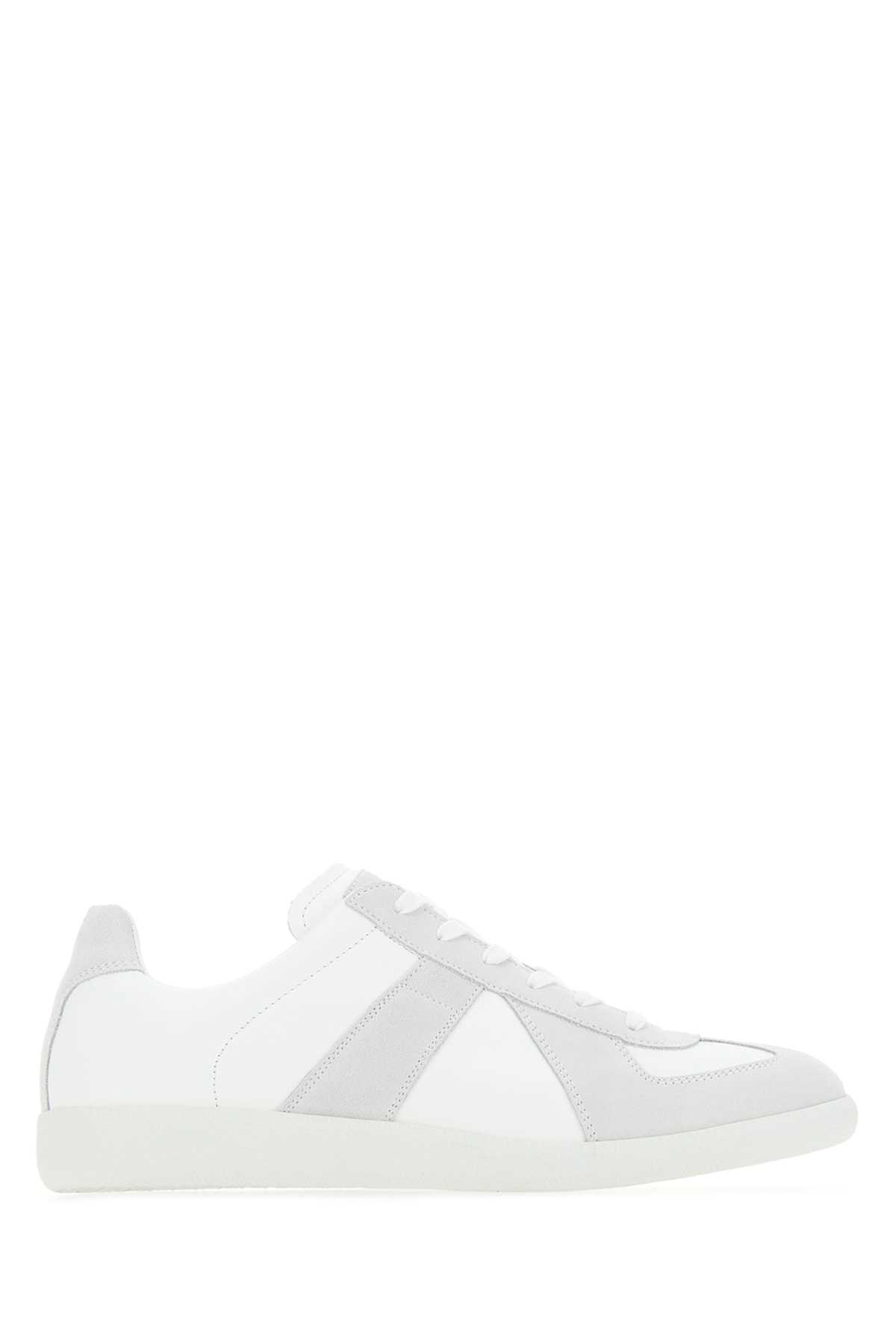 Shop Maison Margiela Two-tone Leather Replica Sneakers In 101