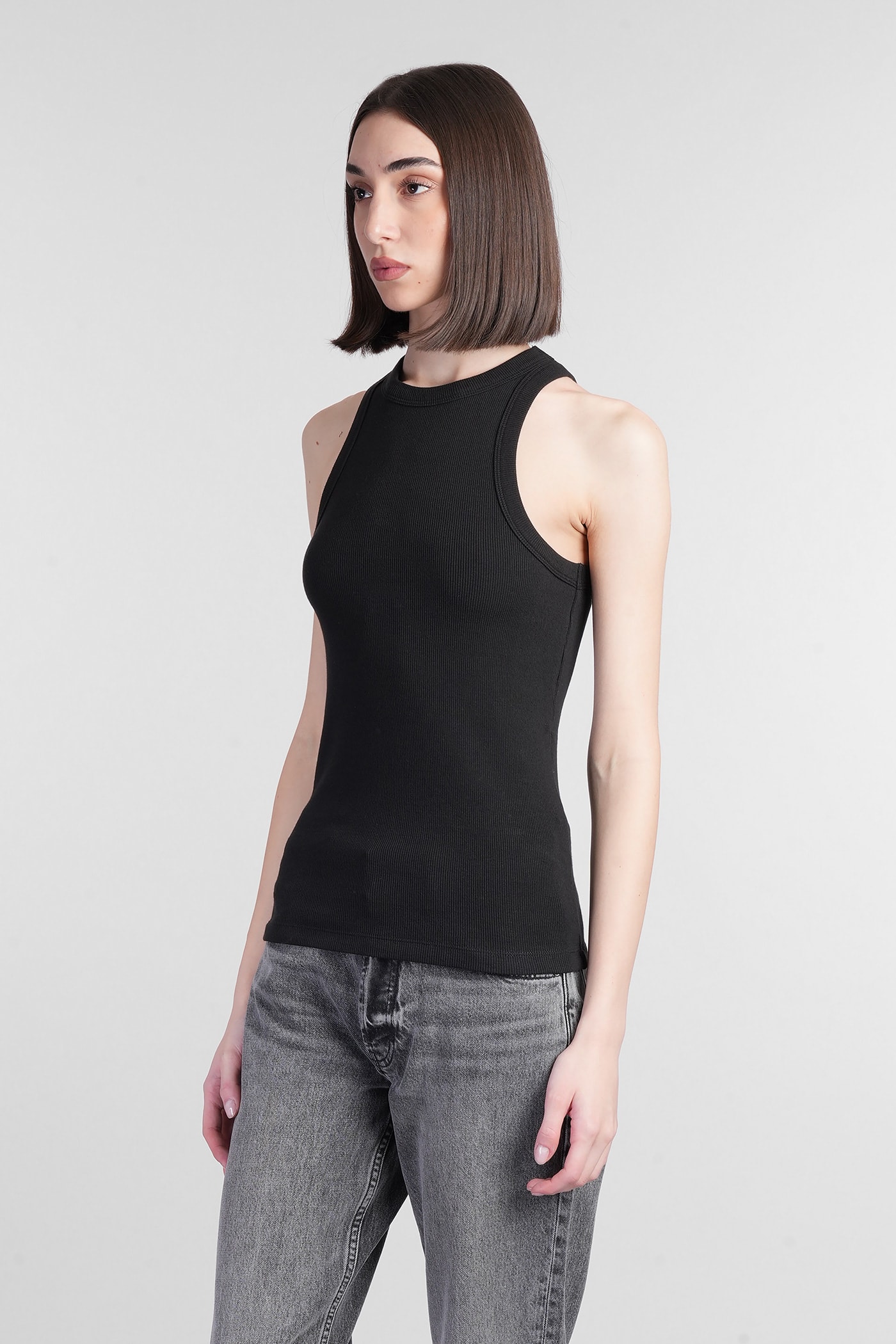 ANINE BING EVA TANK TOP IN BLACK COTTON