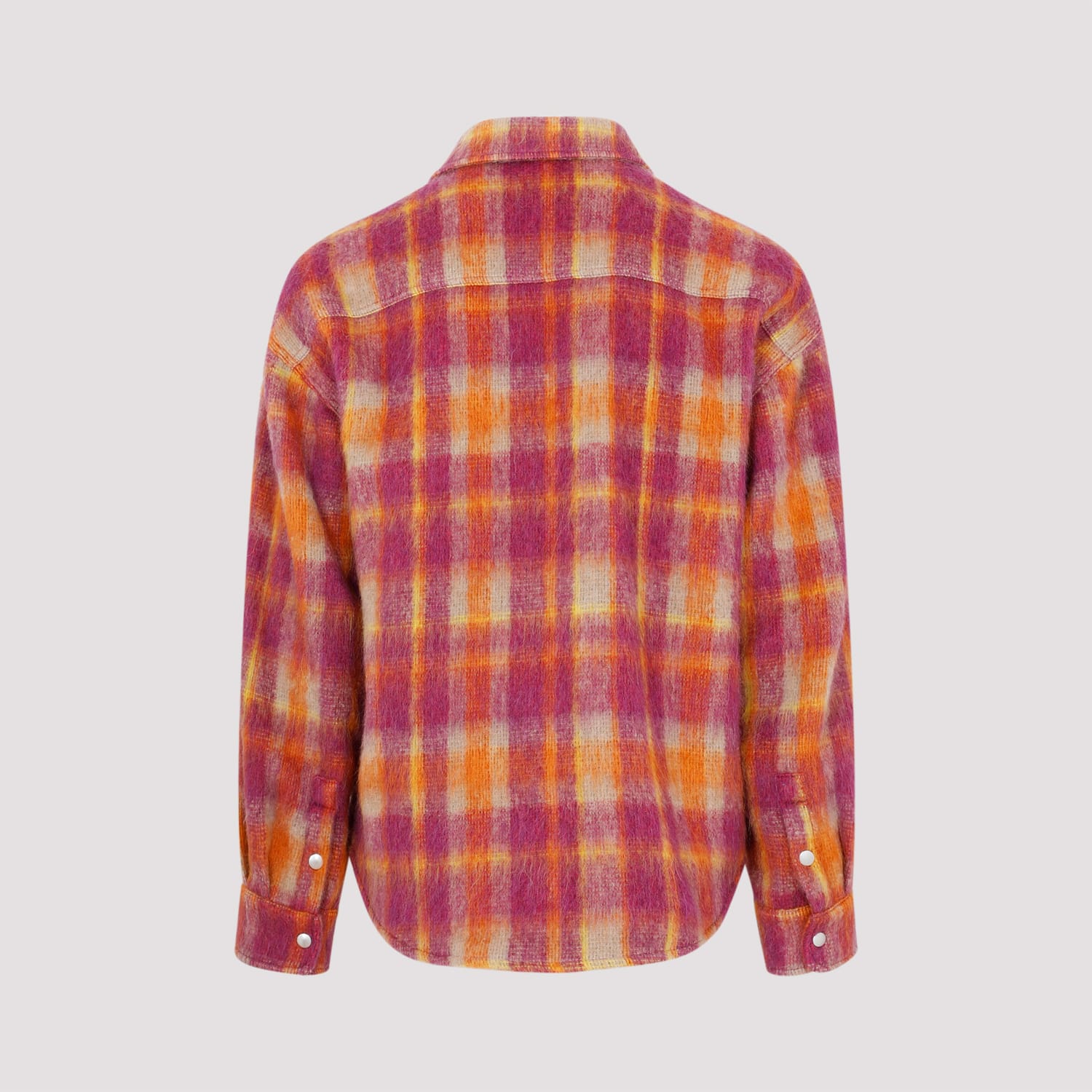 Shop Palm Angels Brushed Wool Check Shirt In Burgundy