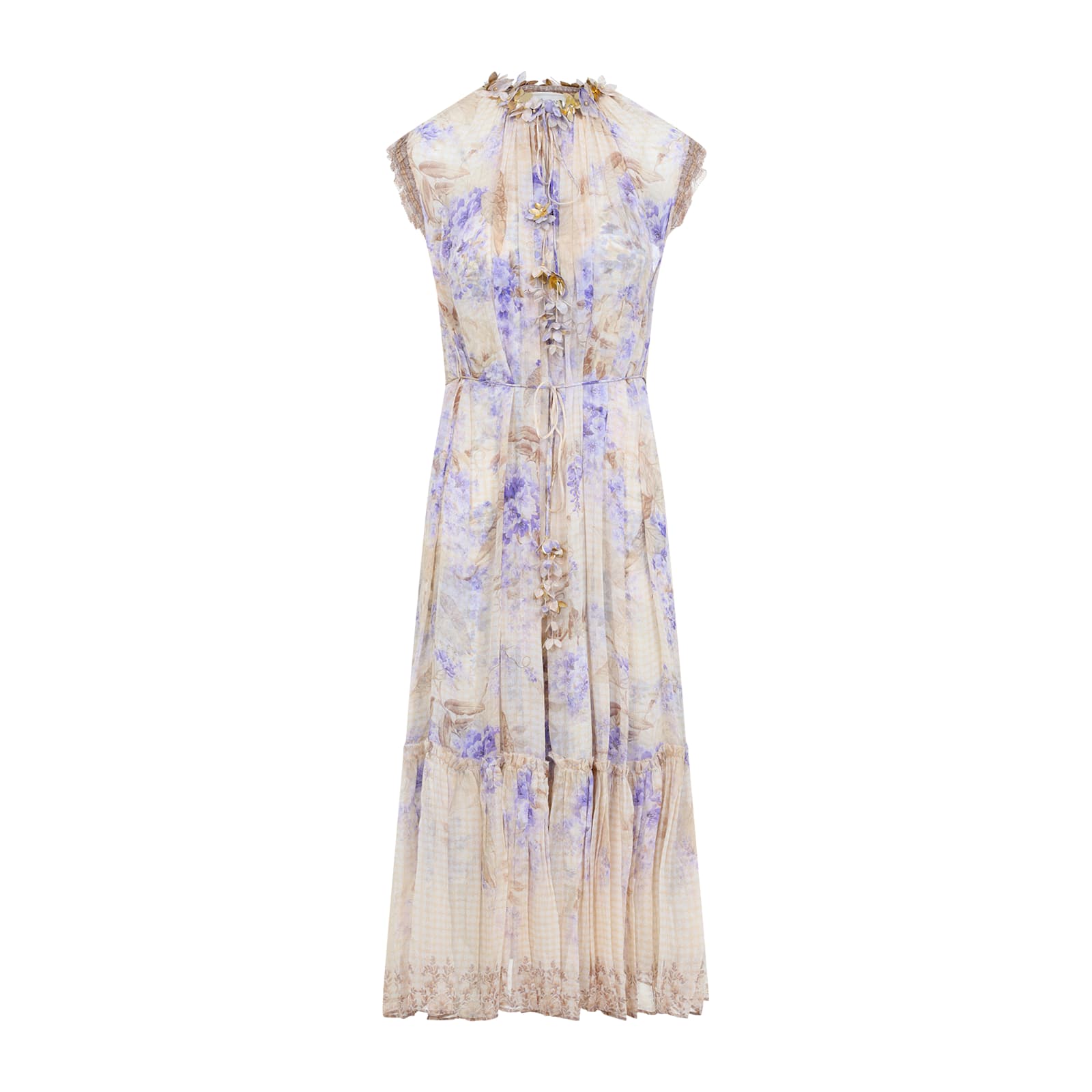 Zimmermann Women Lilac Floral Viscose Dawning Midi Dress In Multi