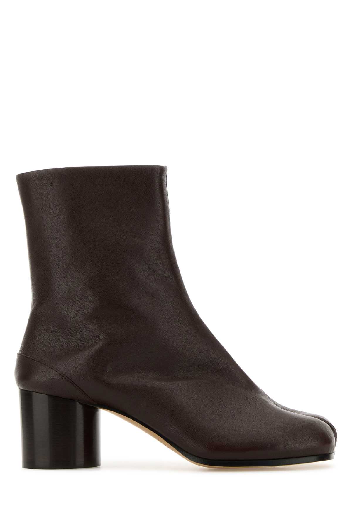 Shop Maison Margiela Chocolate Leather Tabi Ankle Boots In Chicbrown