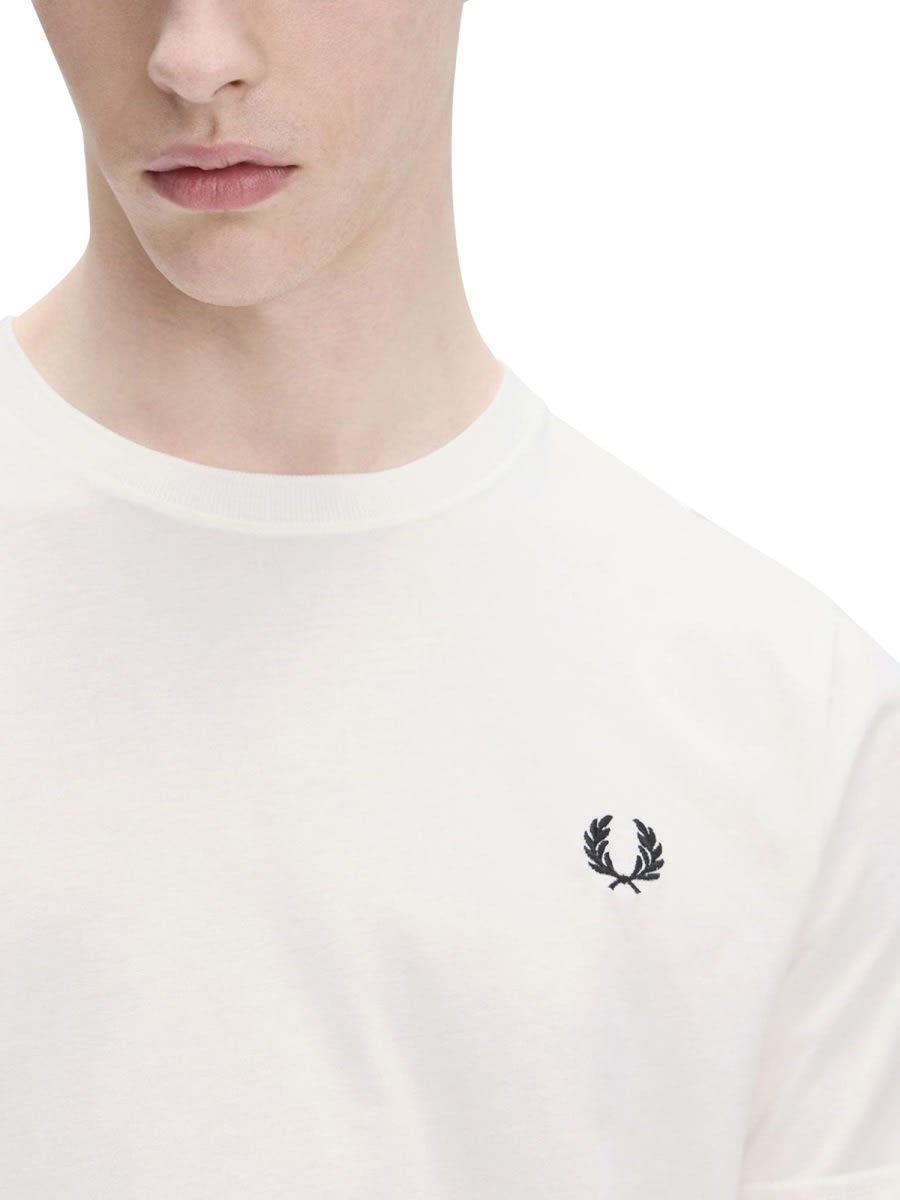 Fred Perry Logo-embroidered T-shirt In White