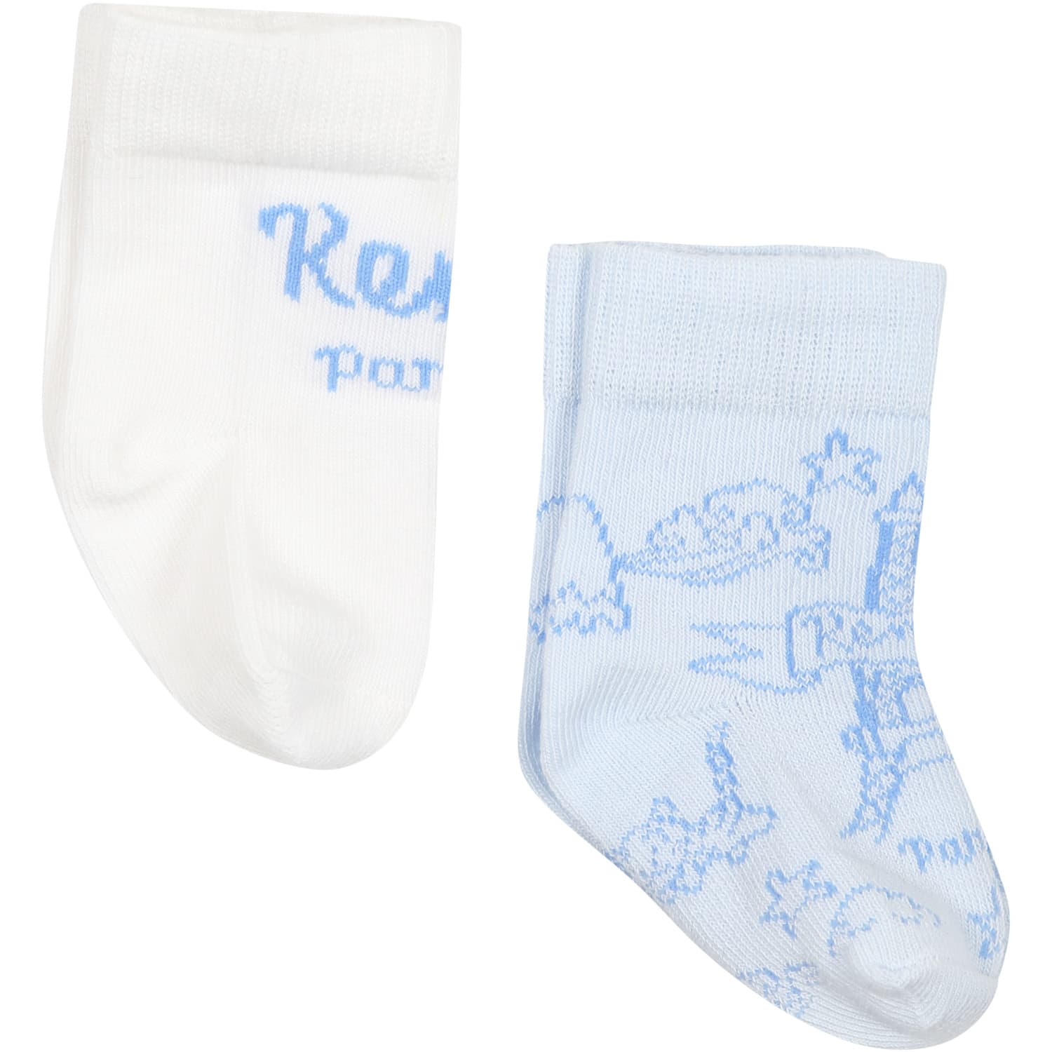 Shop Kenzo Socks Set For Baby Boy With Logo In Light Blue