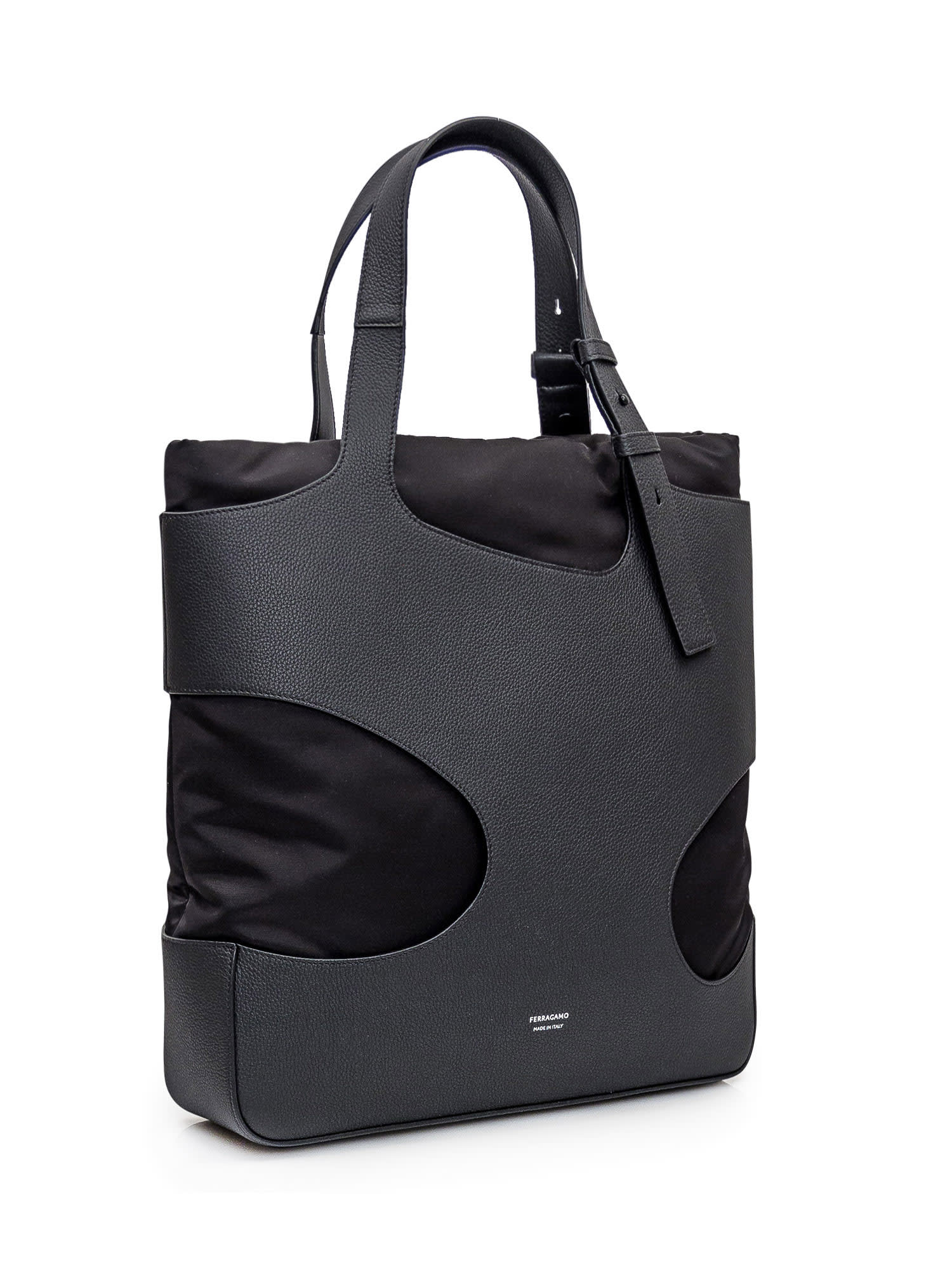 Shop Ferragamo Cut Out Tote Bag In Nero