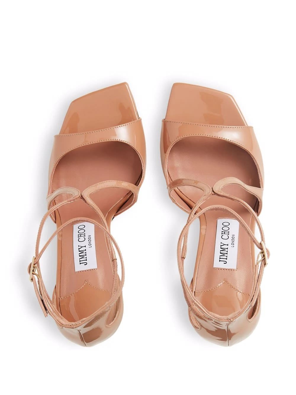 Shop Jimmy Choo Azia Sandals In Pastel Pink Patent Leather