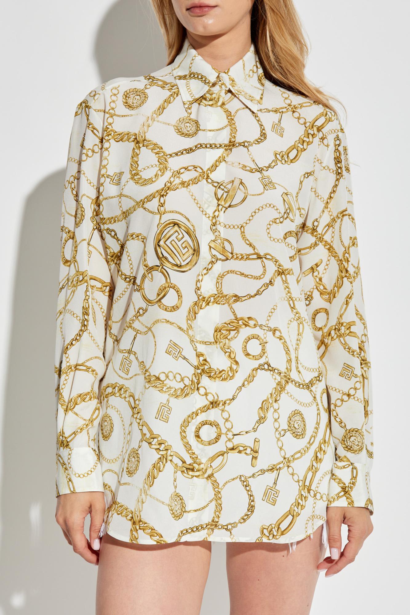 Balmain Silk Shirt With Print In Multi