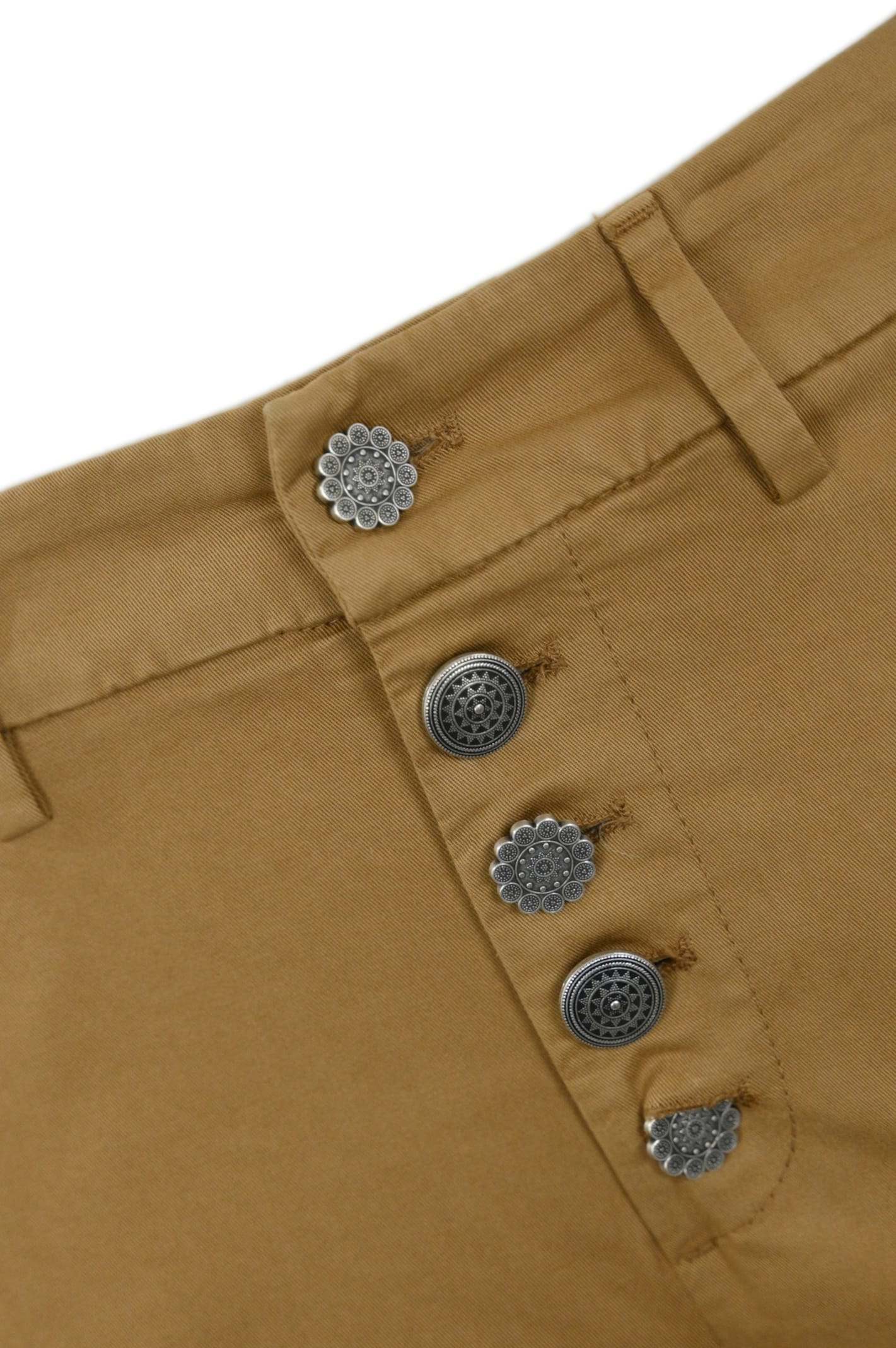 Dondup Perfect Trousers In Compact Gabardine In Cammello