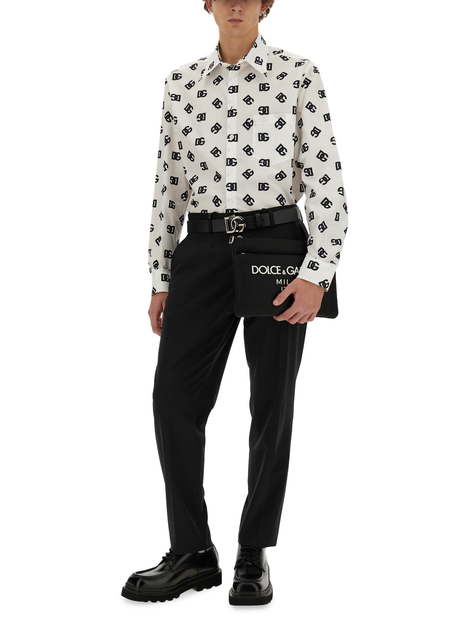 Shop Dolce & Gabbana Dg Logo Shirt All Over In White