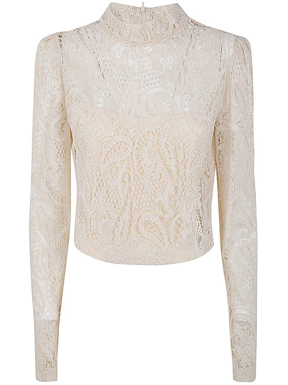 Macramé Lace Cropped Blouse