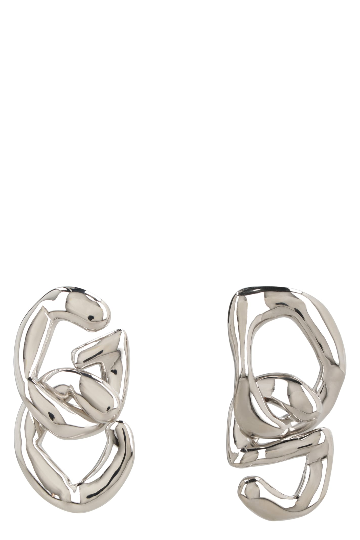 Gcds Maxi Chain Earrings With Logo In Silver