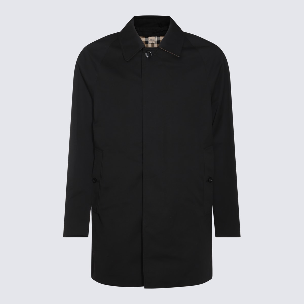 Shop Burberry Black Cotton Coat